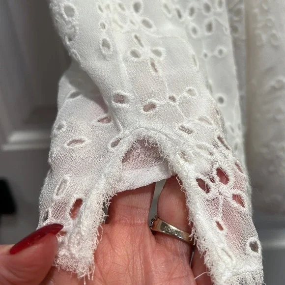 Zara Eyelet Spaghetti Strap Cami w/Lavender Velvet Ribbon Trim. Size Large.  NWT - Picture 8 of 11